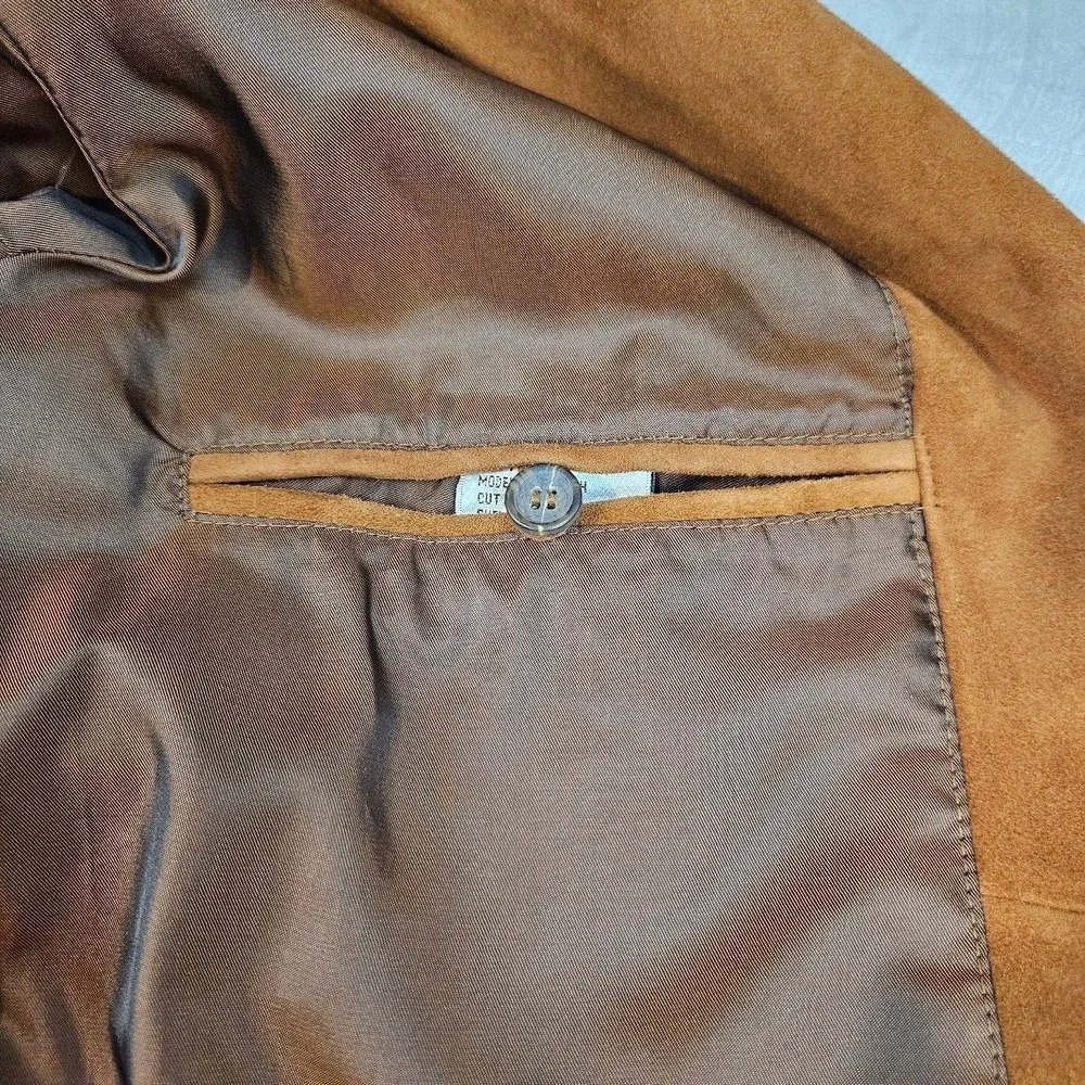 Marshall Field's Mens Brown Suede Leather Blazer Jacket 46R Vintage